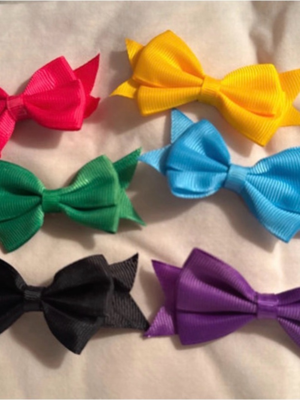Colorful Ribbon Hair Bow Clips for Girls - Pack of 6